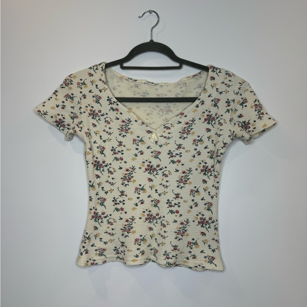 Vintage waffle autumn floral top